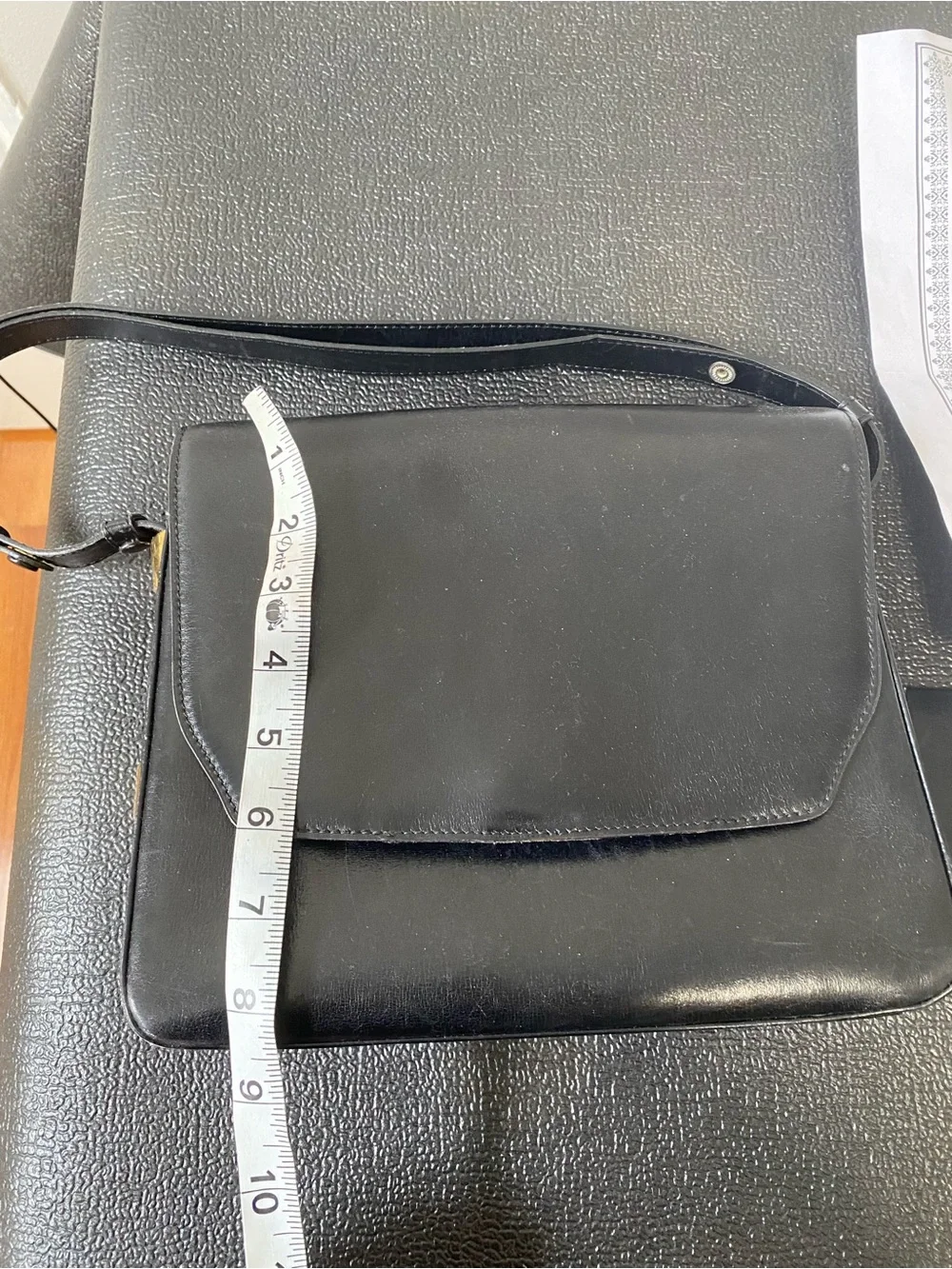 VTG Delvaux Black Flap Snap Closure Adjustable Strap Shoulder to Cross Body Bag